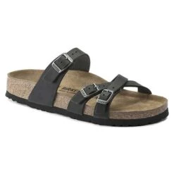 Birkenstock Women's Franca Oiled Leather Sandals- Black- Regular/Wide