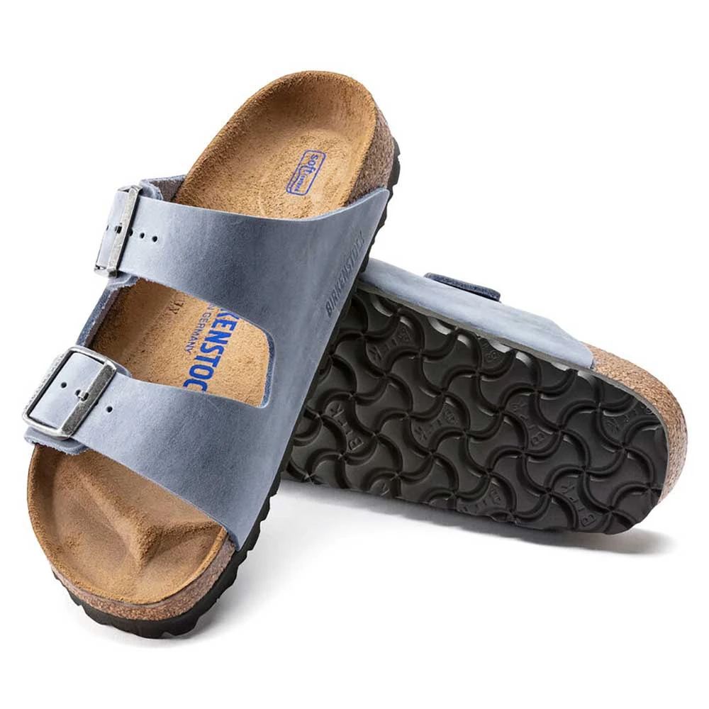 Birkenstock Arizona SFB Oil Leather Sandal - Dusty Blue - Regular/Wide - Image 4