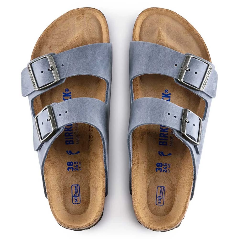 Birkenstock Arizona SFB Oil Leather Sandal - Dusty Blue - Regular/Wide - Image 5