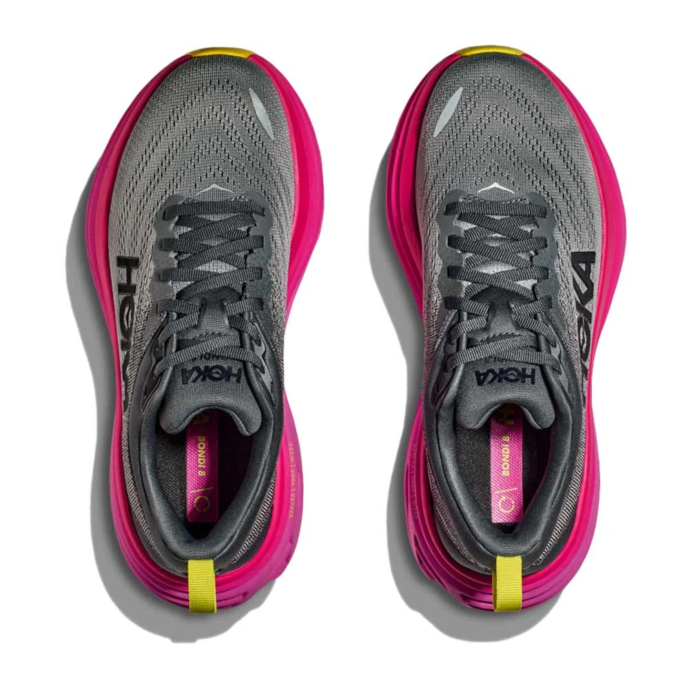 Hoka Women's Bondi 8 Running Shoe- Castlerock/Strawberry- Regular (B) - Image 3