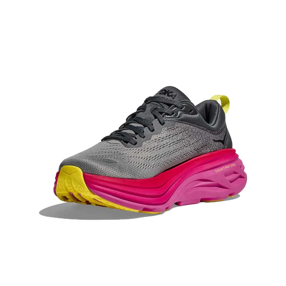 Hoka Women's Bondi 8 Running Shoe- Castlerock/Strawberry- Regular (B) - Image 2