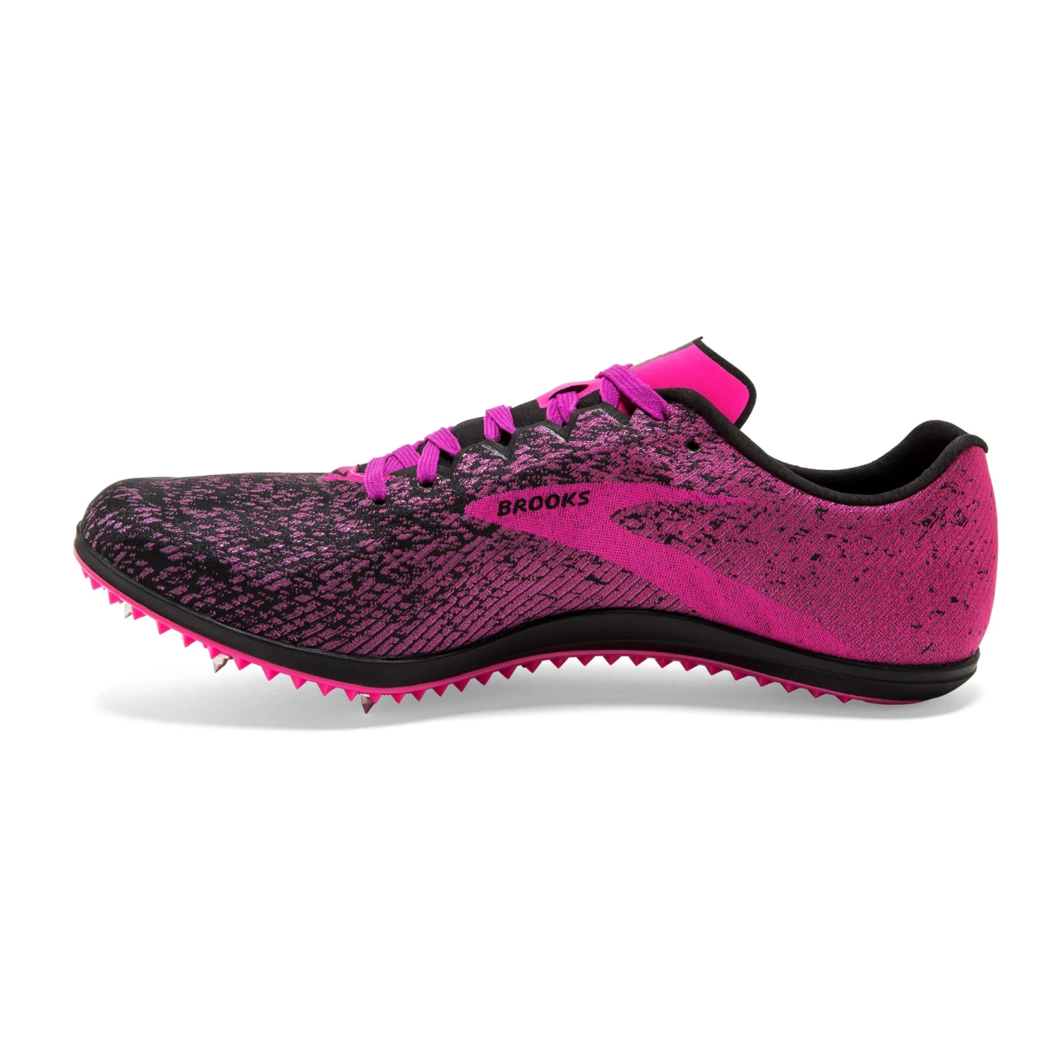 BROOKS Women's Mach 19 Track Spike - Black/Hollyhock/Pink- Regular (B) - Image 2