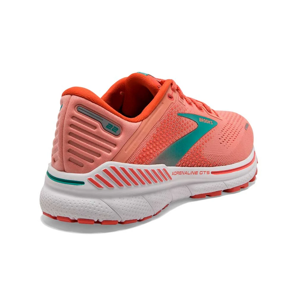 BROOKS Women's Adrenaline GTS 22 Running Shoe- Coral/Latigo Bay/White- Regular (B) - Image 4