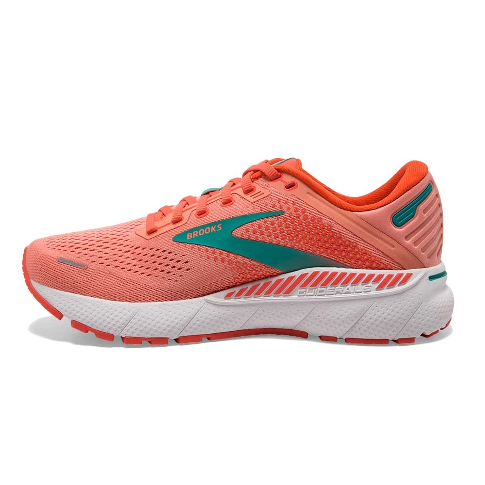 BROOKS Women's Adrenaline GTS 22 Running Shoe- Coral/Latigo Bay/White- Regular (B) - Image 3