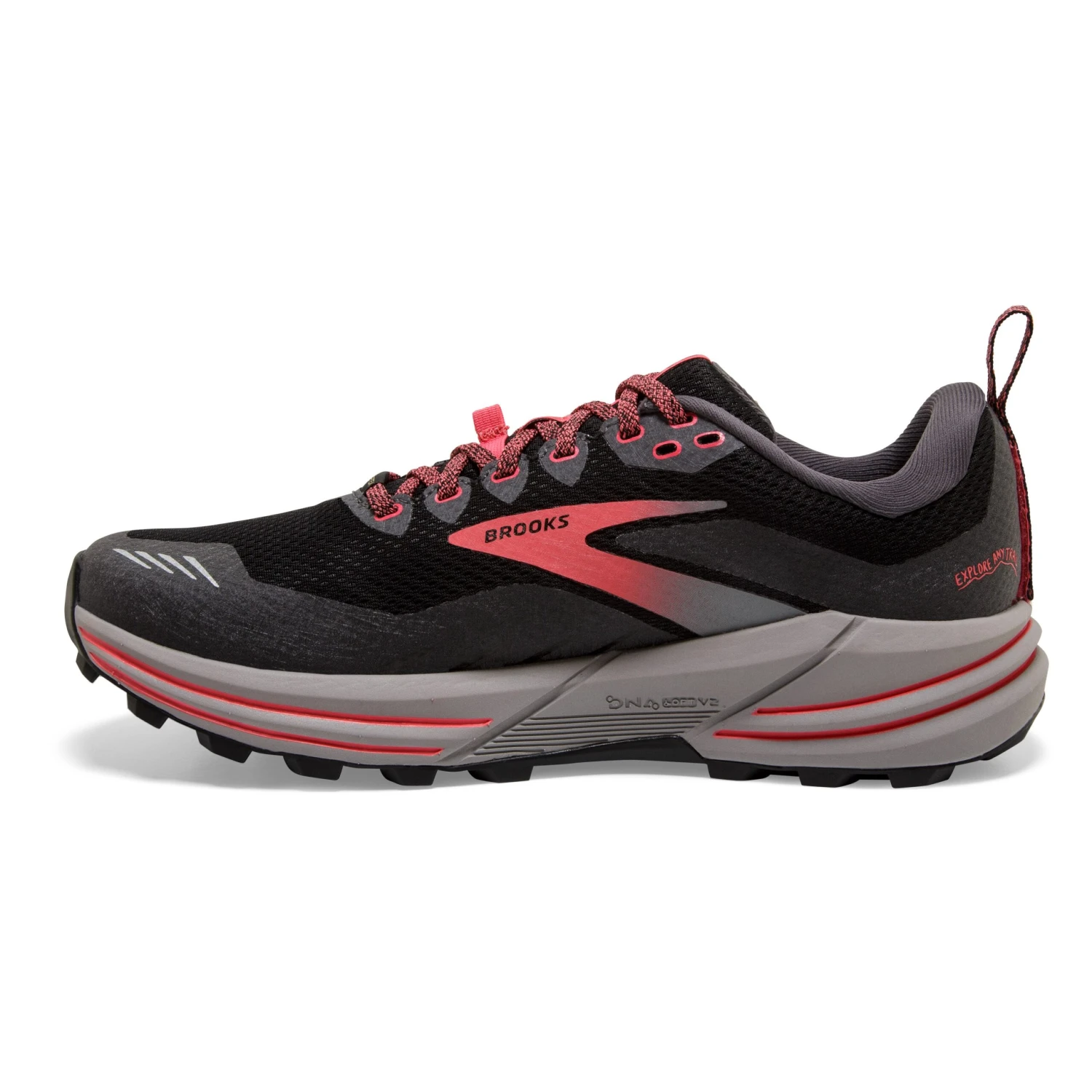BROOKS Women's Cascadia 16 GoreTEX Trail Running Shoe - Black/Blackened Pearl/Coral - Regular (B) - Image 2