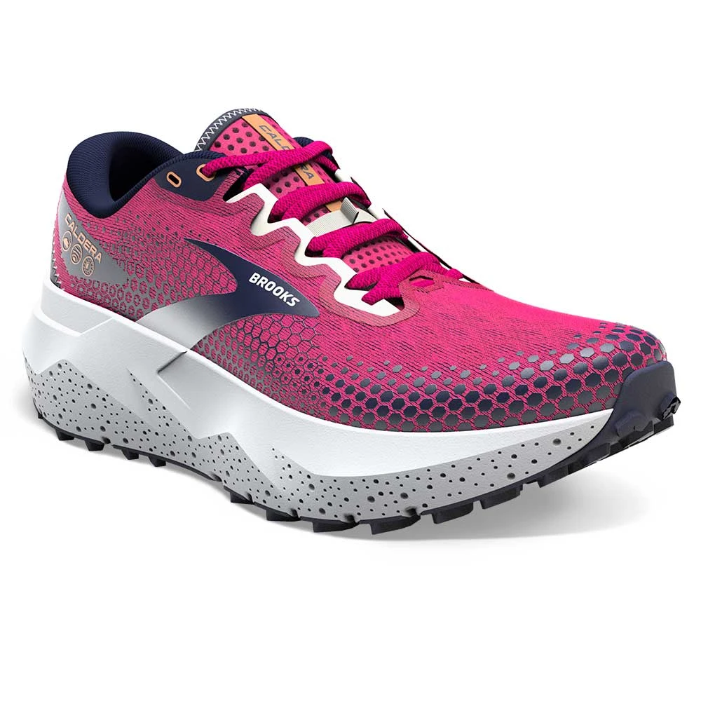 BROOKS Women's Caldera 6 Trail Shoe- Pink Glo/Peacoat/Marshmallow- Regular (B) - Image 2