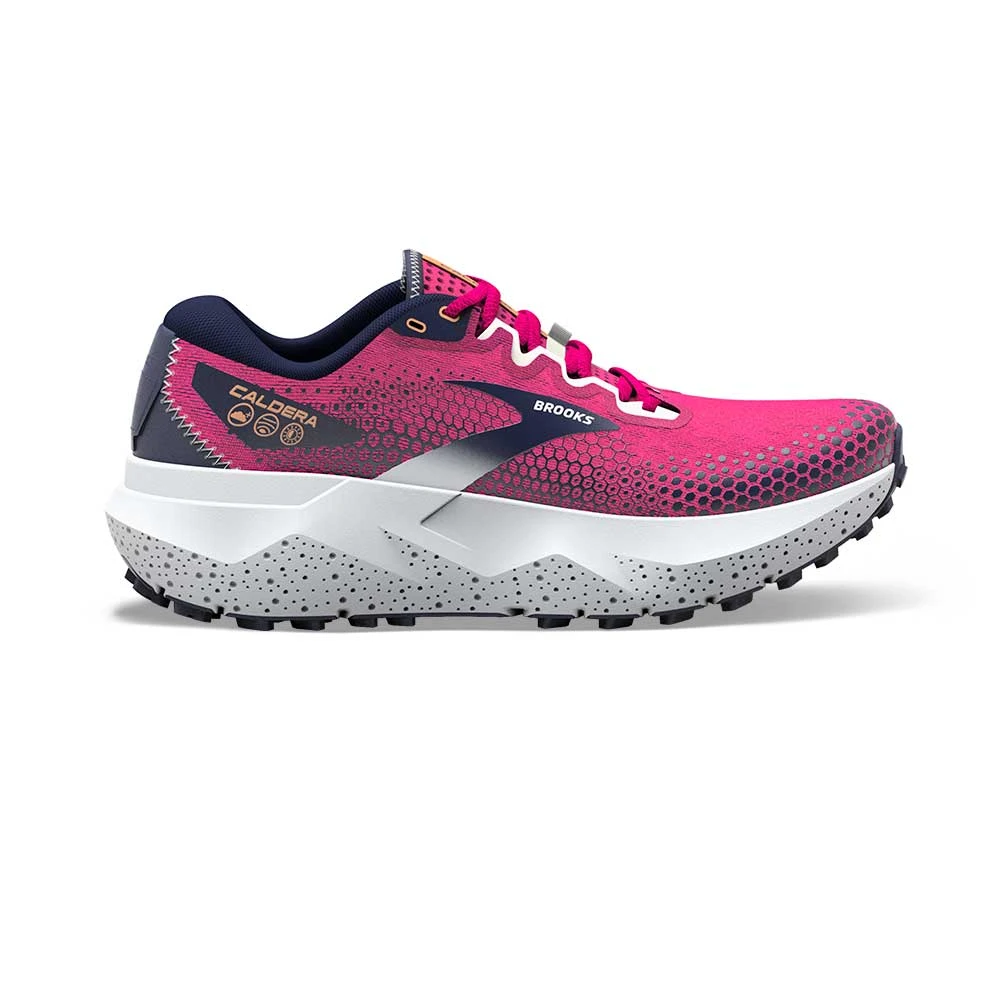 BROOKS Women's Caldera 6 Trail Shoe- Pink Glo/Peacoat/Marshmallow- Regular (B)