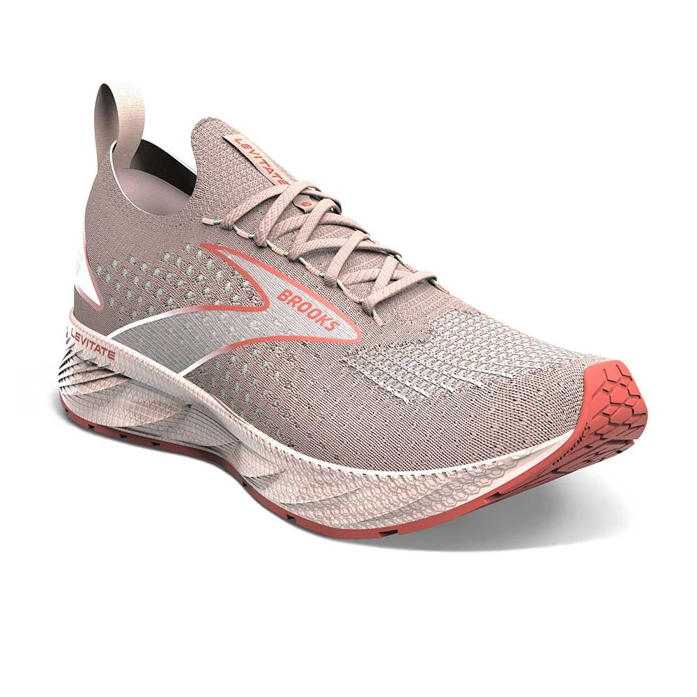 BROOKS Women's Levitate StealthFit 6 Running Shoe - Peach Whip/Pink - Regular (B) - Image 2