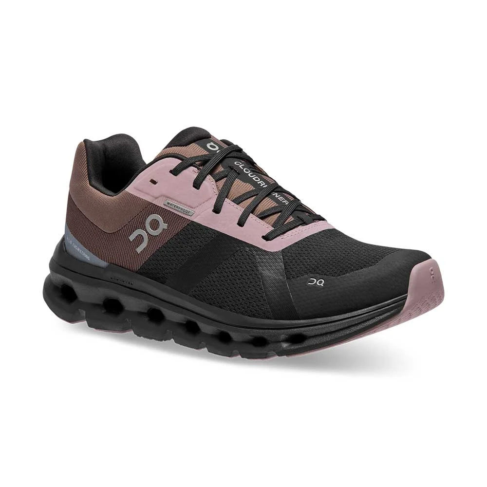 On Running Women's Cloudrunner Waterproof Running Shoe - Black/Grape - Regular (B) - Image 2