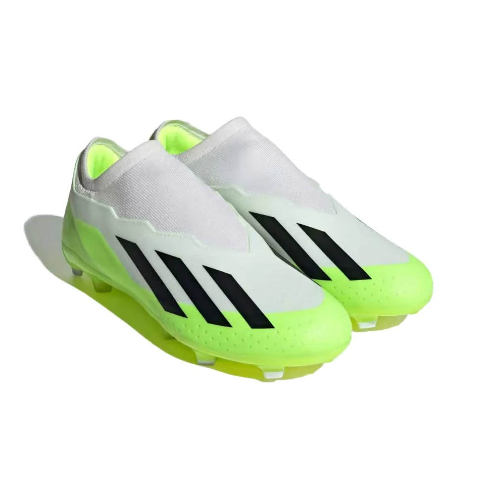 ADIDAS Unisex X Crazyfast .3 Laceless FG Soccer Cleat - Cloud White / Core Black / Lucid Lemon- Regular (D) - Image 2