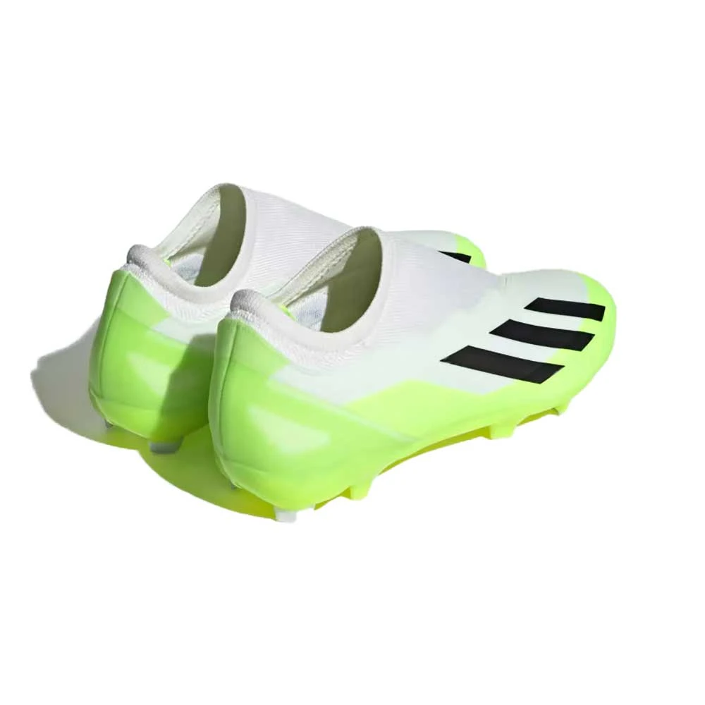ADIDAS Unisex X Crazyfast .3 Laceless FG Soccer Cleat - Cloud White / Core Black / Lucid Lemon- Regular (D) - Image 4