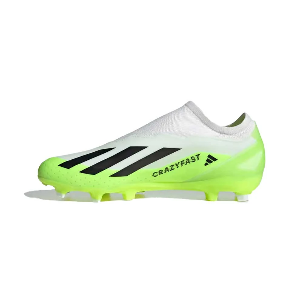 ADIDAS Unisex X Crazyfast .3 Laceless FG Soccer Cleat - Cloud White / Core Black / Lucid Lemon- Regular (D) - Image 3