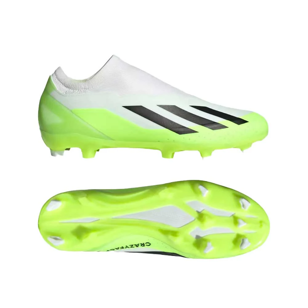 ADIDAS Unisex X Crazyfast .3 Laceless FG Soccer Cleat - Cloud White / Core Black / Lucid Lemon- Regular (D) - Image 9